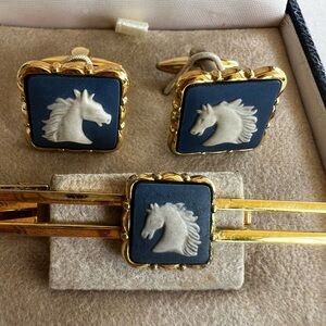 Wedgewood Tie Clip and Cuff Links